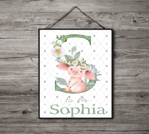 Animal Initial Name Print, Letter S Custom Print, Letter S